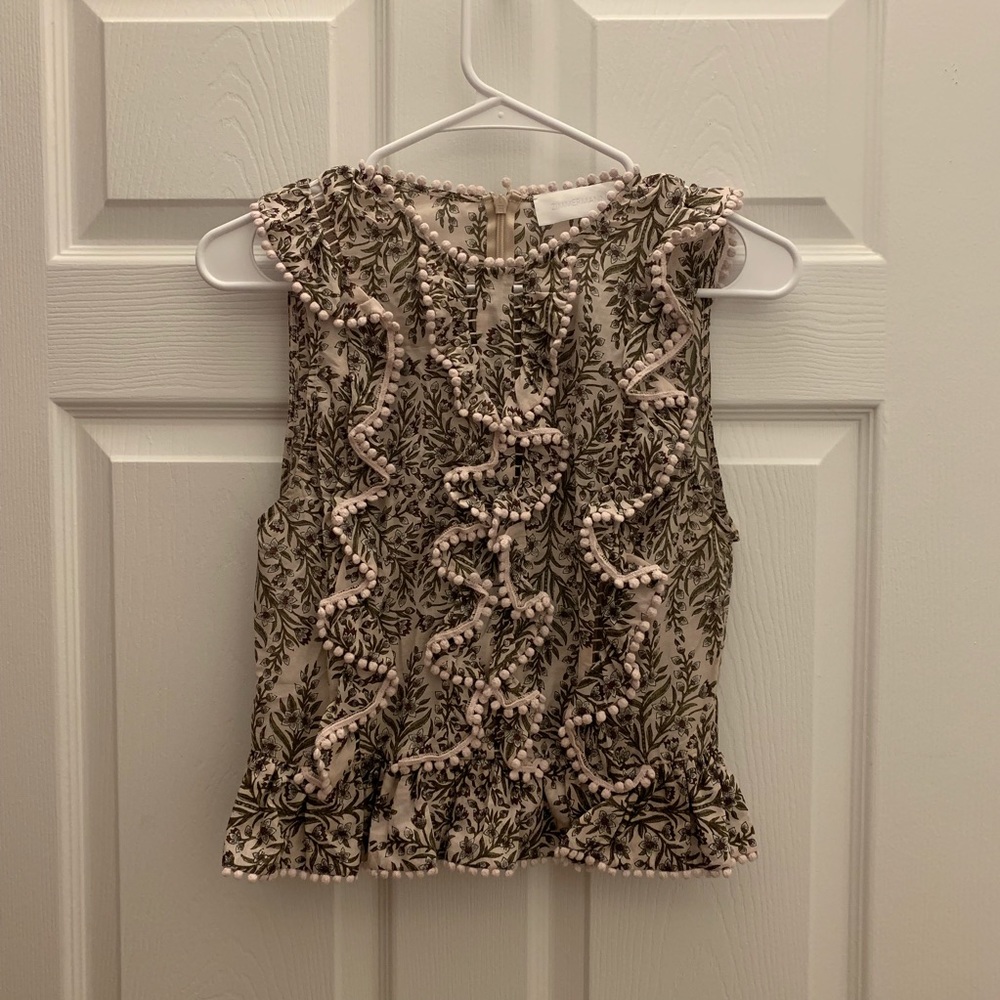 Zimmermann floral-print trimmed silky tank